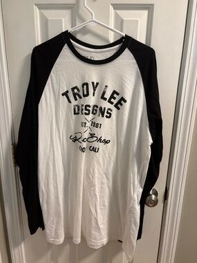 Troy Lee Designs Men’s Black & White Long Sleeve Raglan Tee